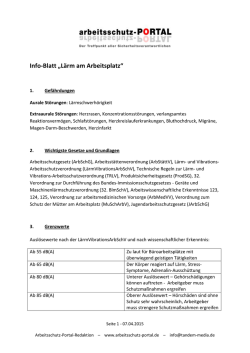 Info-Blatt &bdquo;L&auml;rm am Arbeitsplatz&ldquo; - Das Arbeitsschutz