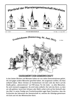 Fronleichnam (Donnerstag, 04. Juni 2015)