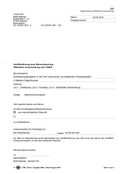 Bekanntmachung öffentliche Ausschreibung