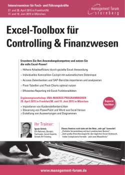 Excel-Toolbox für Controlling & Finanzwesen