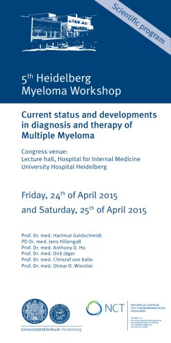 Scientific Program - 5th Heidelberg Myeloma Workshop