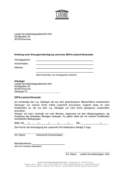 Lastschrift Mandatsvorlage - Landre Immobilien Hannover
