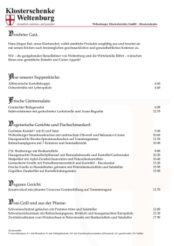 Aktuelle Speisekarte - Klosterschenke Weltenburg