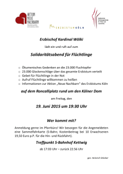 Solidaritätsabend für Flüchtlinge 19. Juni 2015 um 19:30 Uhr