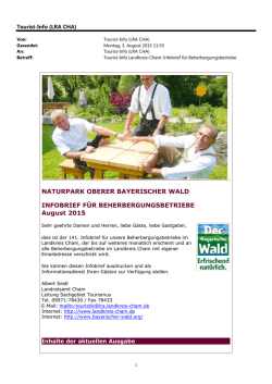 Infobrief f&uuml;r Beherbergungsbetriebe