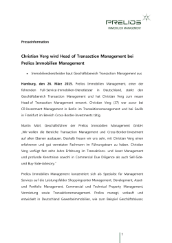 Christian Verg wird Head of Transaction Management bei Prelios