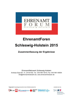 EhrenamtForen Schleswig-Holstein 2015