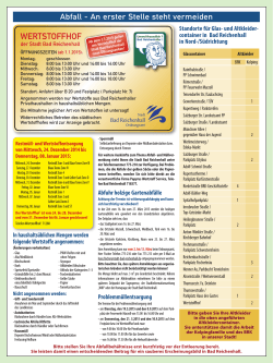 Infoseite zum Entsorgungskalender 2015