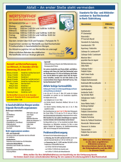 Infoseite zum Entsorgungskalender 2015