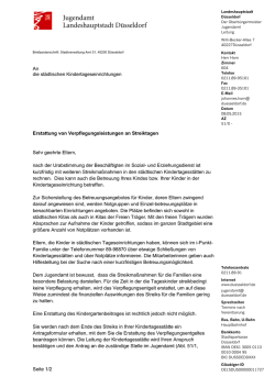 Infobrief zur Erstattung des Verpflegungsgeld an