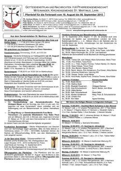Gottesdienstplan und Nachrichten - Pfarrverbund
