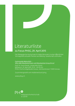 Literaturliste für die Veranstaltung vom 29. April 2015