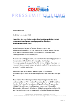 Hans-J&ouml;rn Arp zum Paternoster: Der Landtagspr&auml;sident setzt