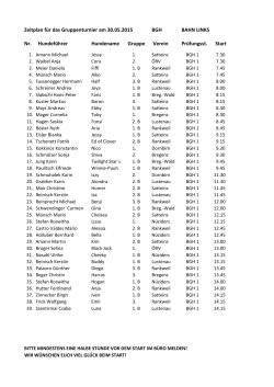 Zeitplan für das Gruppenturnier am 30.05.2015 BGH BAHN LINKS