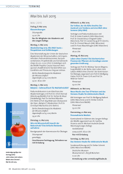 Termine Mai bis Juli 2015 - Bayerische Akademie der Wissenschaften