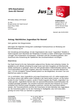 Antrag: Nächtliches Jugendtaxi für Hennef SPD