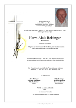 Herrn Alois Reisinger