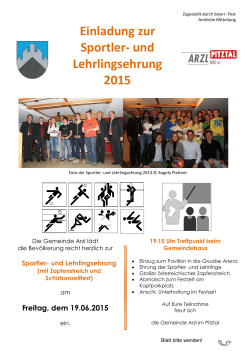 Einladung zur Sportlerehrung der Gemeinde Arzl am 19.06.2015
