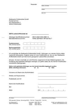 SEPA-Lastschriftmandat - Stadtwerke Wolfenb&uuml;ttel GmbH