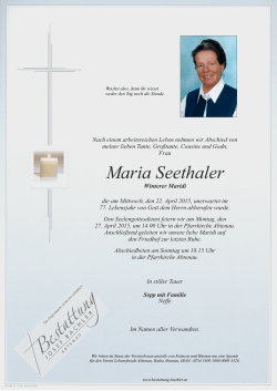 Maria Seethaler - Bestattung | Josef Bachler