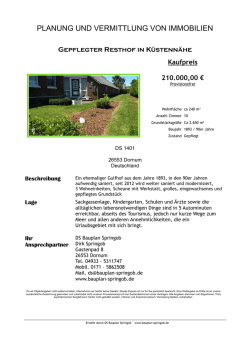 PLANUNG UND VERMITTLUNG VON IMMOBILIEN