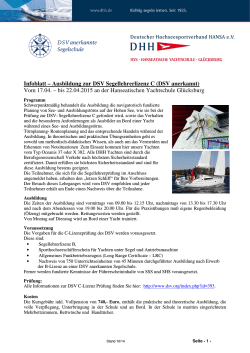 Infoblatt – Ausbildung zur DSV Segellehrerlizenz C (DSV