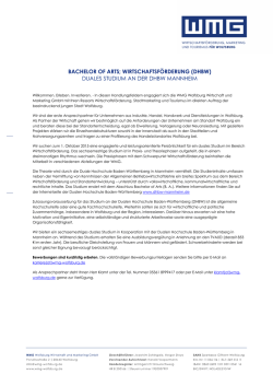 Duales Studium zum Bachelor of Arts, Fachrichtung