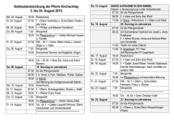 Gottesdienstordnung vom April 2015