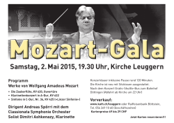 Samstag, 2. Mai 2015, 19.30 Uhr, Kirche Leuggern