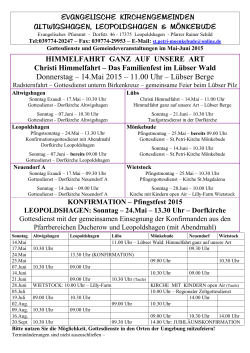Donnerstag – 14.Mai 2015 – 11.00 Uhr – Lübser Berge