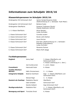 Informationen zum Schuljahr 2015/16 - Schulen Schinznach-Dorf