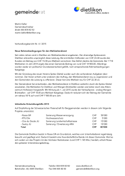 Gemeinderat: Verhandlungsbericht Nr. 4 (April / Mai 2015)