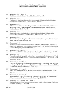 Bibliographie Prof. Steinhausen (Stand Mai 2015) Abstracts