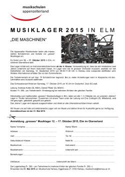Ausschreibung Musiklager 2015