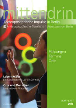 Meldungen Termine Orte in Berlin Anthroposophische Impulse
