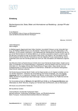Einladung Recherchescout.de - Bayerischer Journalisten Verband