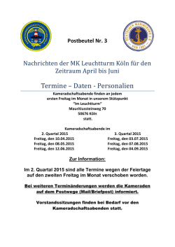 Postbeutel 2_2015 - Marinekameradschaft Leuchtturm K&ouml;ln