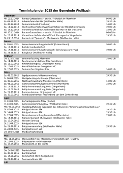 Terminkalender 2015 der Gemeinde Wollbach