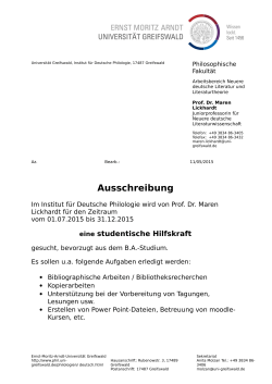Ausschreibung - Ernst-Moritz-Arndt