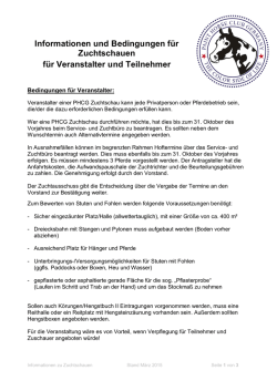 Informationen und Bedingungen f&uuml;r Zuchtschauen f&uuml;r Veranstalter