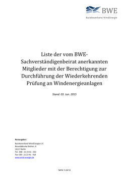 Liste der vom BWE- Sachverständigenbeirat anerkannten Mitglieder