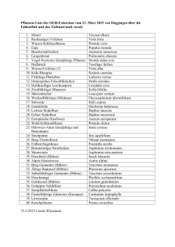 Pflanzen-Liste der OGB-Exkursion vom 21. März 2015 von