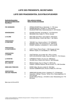 LISTE DES PRESIDENTS, SECRETAIRES ET CAISSIERS