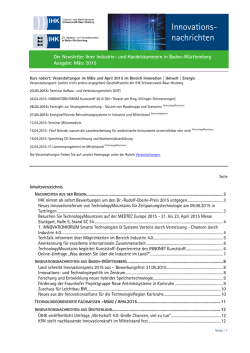 Innovationsnachrichten 03/2015 - IHK Schwarzwald-Baar
