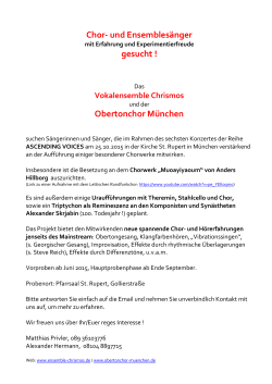 Chor- und Ensemblesänger gesucht ! Obertonchor München