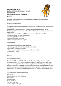 Ehrenamtliche (m/w) im Bereich &Ouml;ffentlichkeitsarbeit und