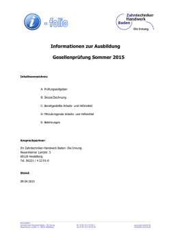 Informationen zum Pr&uuml;fungsablauf - Zahntechnik