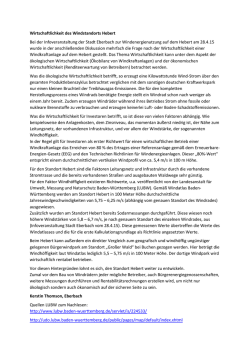 Wirtschaftlichkeit des Windstandorts Hebert von