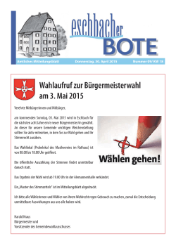 Eschbacher Bote Nr. 9 vom 30.04.2015