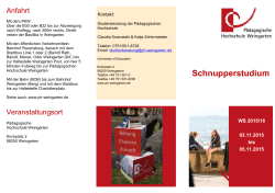 Schnupperstudium - Pädagogische Hochschule Weingarten
